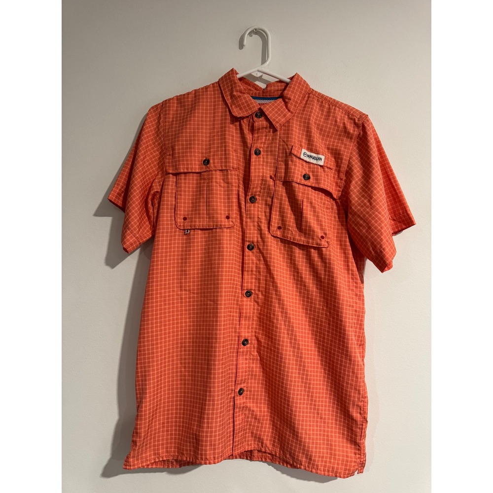 Magellan Fish Gear Short Sleeve Shirt Boys XL 18 Orange Moisture-Wicking Outdoor